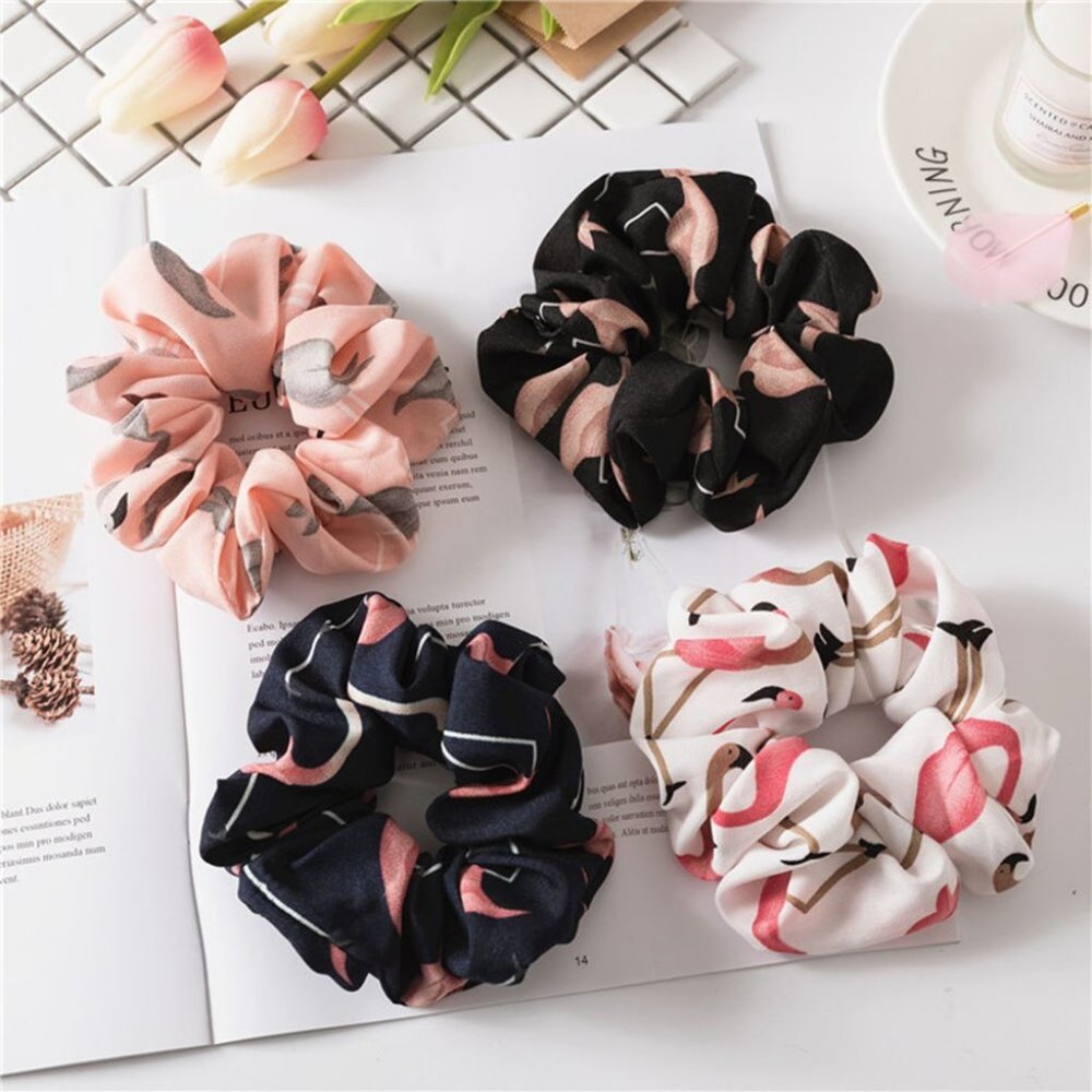 4pc Flamingo Hair Scrunchie Set - Picture 1 of 4